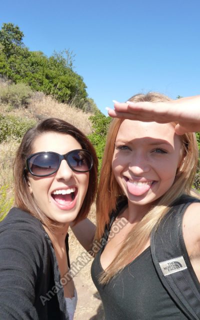 Lexi and Alyssa Hiking Naked