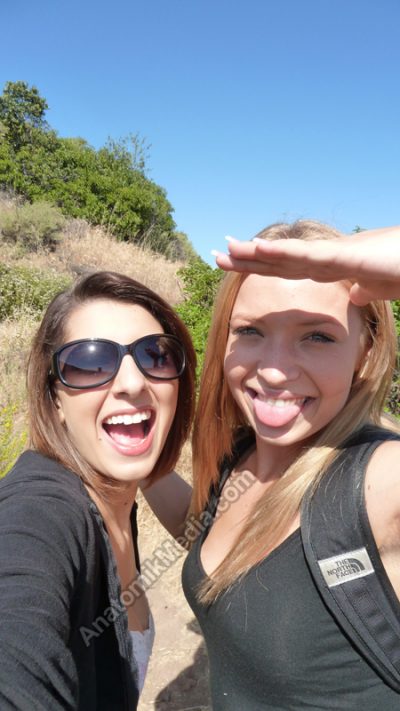 Lexi and Alyssa Hiking Naked